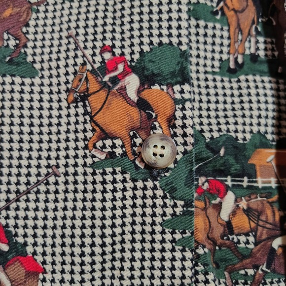 Fenwick Houndstooth Equestrian Polo Horse Riding Print Pleated Maxi Skirt Size 8 - Picture 3 of 10